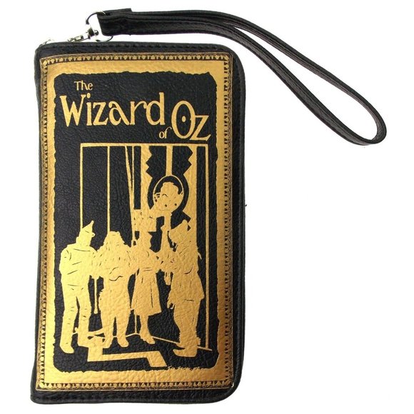 Wizard of Oz Wallet Wristlet Black Gold Zip Up Gift No Place Like Home Purse - Picture 1 of 5
